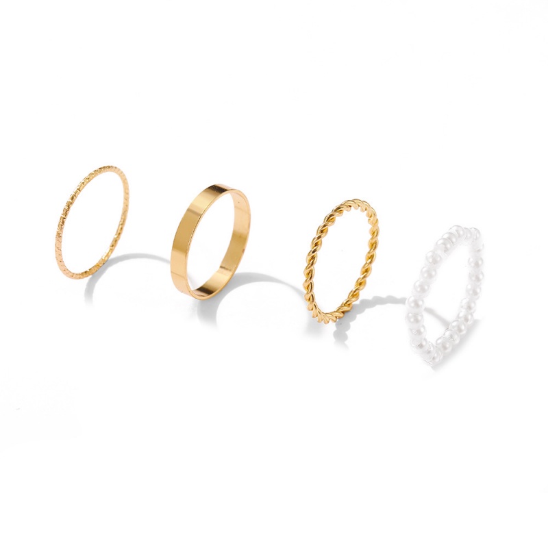 Set 4 chiếc nhẫn đính hạt ngọc trai nhân tạo thời trang cho nữ