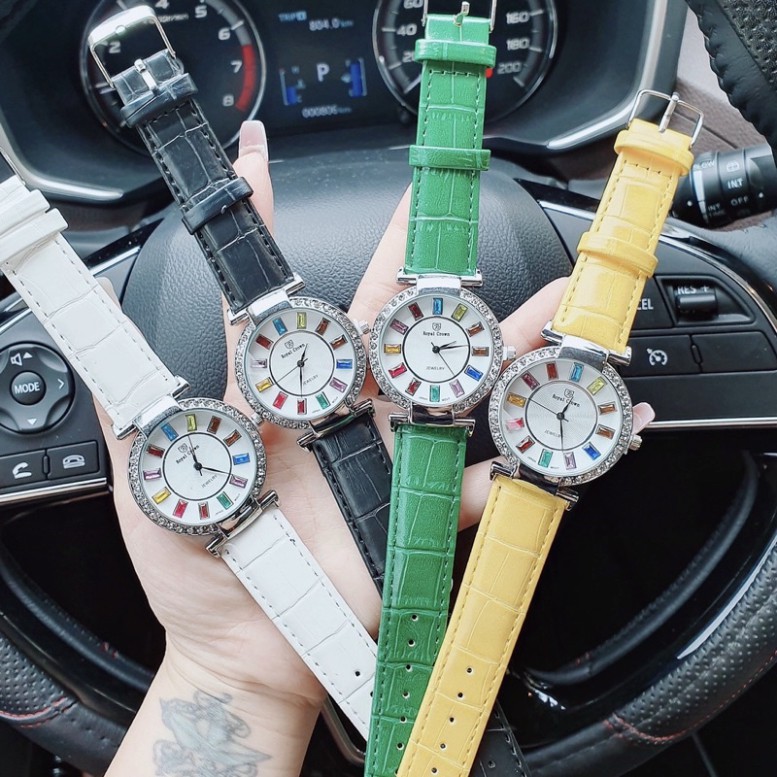 Đồng hồ nữ dây da Royal viền đá sang chảnh thời trang