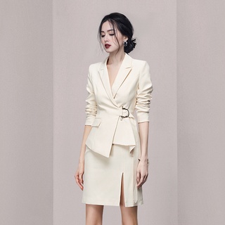 Bộ áo khoác + chân váy thời trang thu đông cho nữ