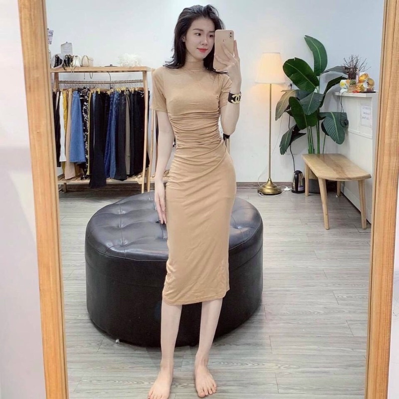 ❤️VÁY BODY CỔ CAO DÚM EO