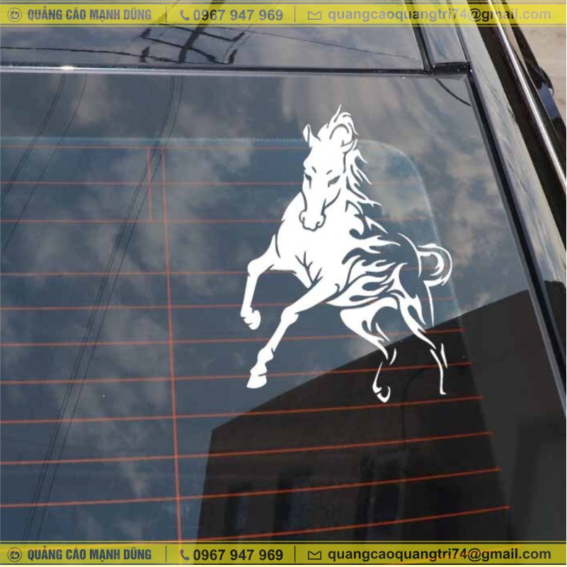 Tem trang trí xe tải hình ngựa Bạch Mã kt :20x20cm