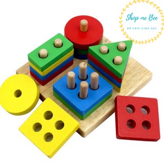 ĐỒ CHƠI GỖ- THẢ HÌNH KHỐI MONTESSORI