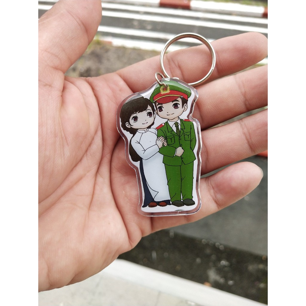 Móc Khóa Chibi Police - Móc Khóa Nhựa Dẻo Hình Chú Lính