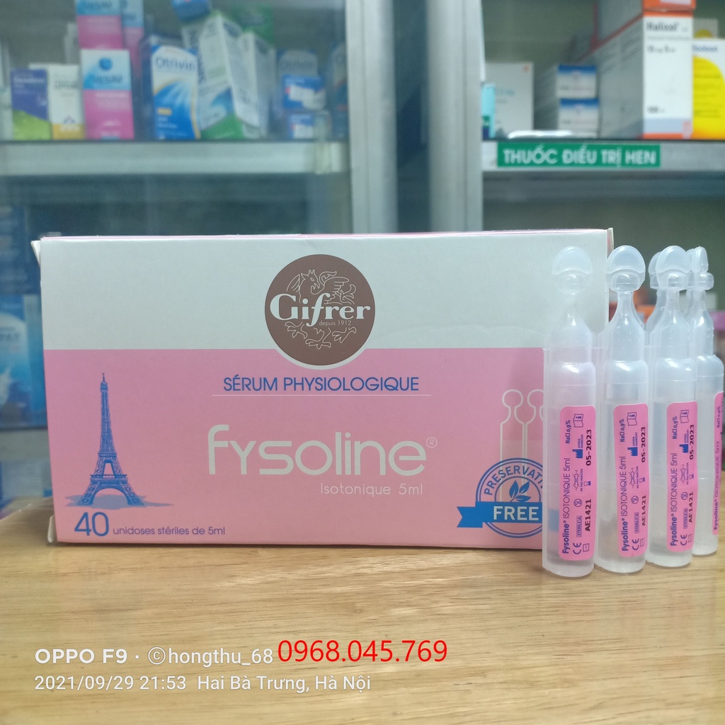 Nước muối sinh lý Fysoline Isotonique Pháp hộp 40 ống x 5ml màu hồng thumbnail