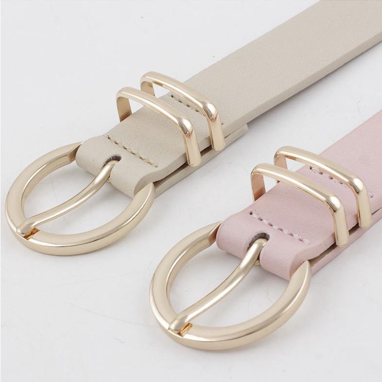 Thắt Lưng Da Bò Màu Trắng/Đen/Hồng/Trắng Kiểu Tây Dành Cho Nữ