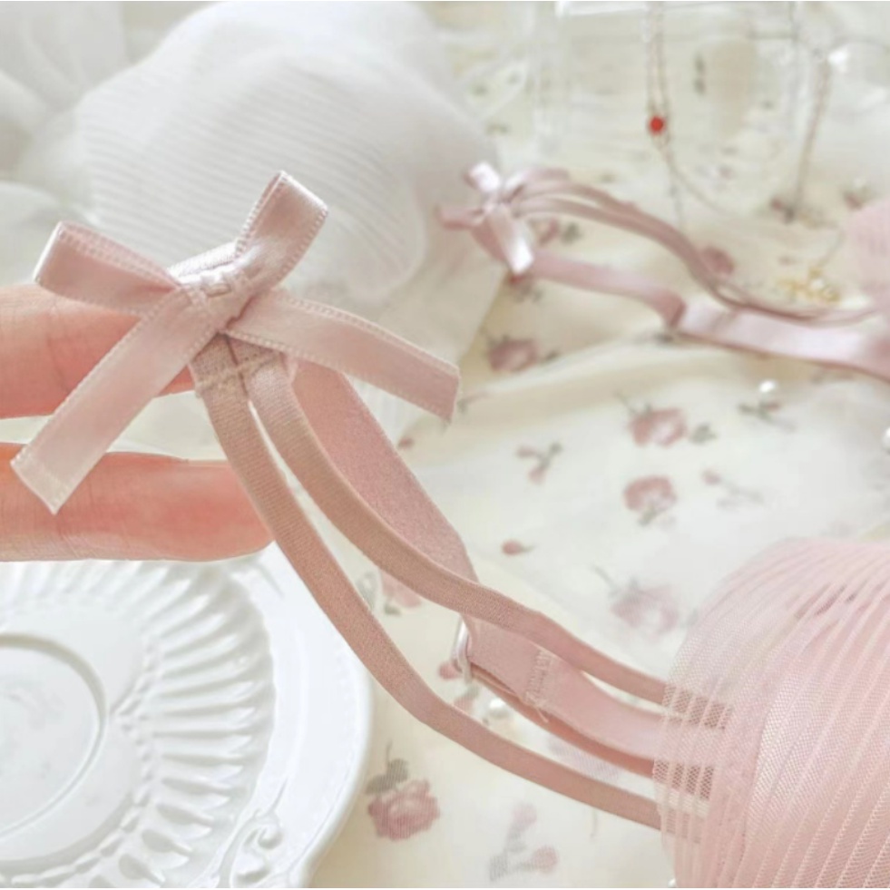 Set Áo Lót Nâng Ngực &amp; Quần Lót Nữ Phối Ren Màu Hồng Dễ Thương