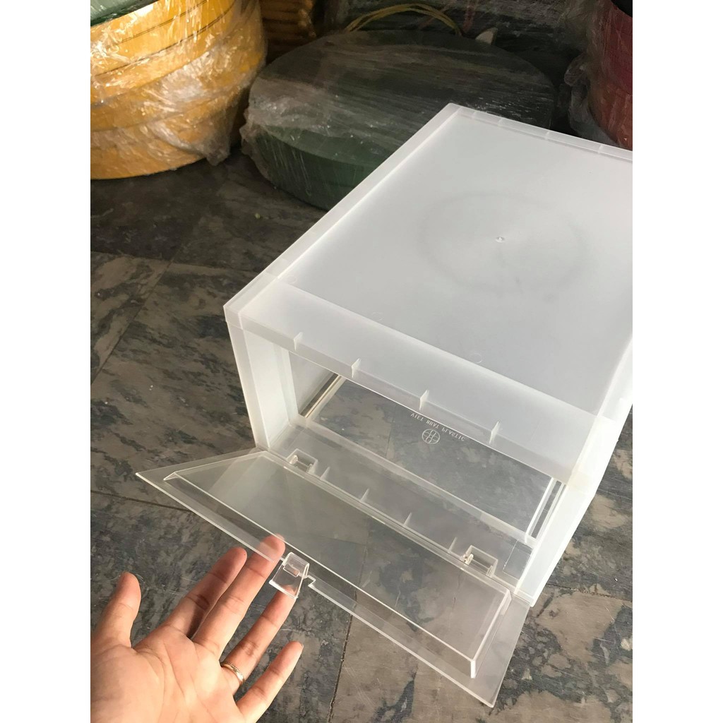 Hộp đựng giầy SALE đúc nguyên khối nhựa cứng nắp cửa trong suốt thông minh Việt Nhật size lớn Sneaker Box