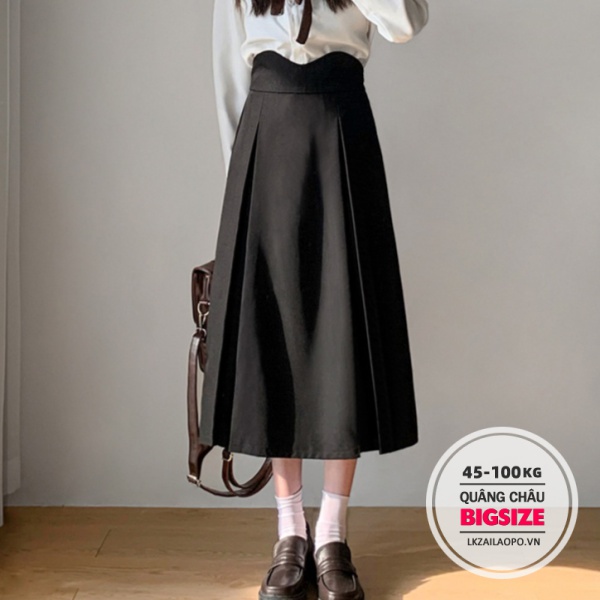 BIGSIZE Nữ chân váy chữ a dáng dài lưng cao màu đen mùa thu Phong cách Hàn Quốc cho người mập béo 45-100kg quảng châu cao cấp | BigBuy360 - bigbuy360.vn