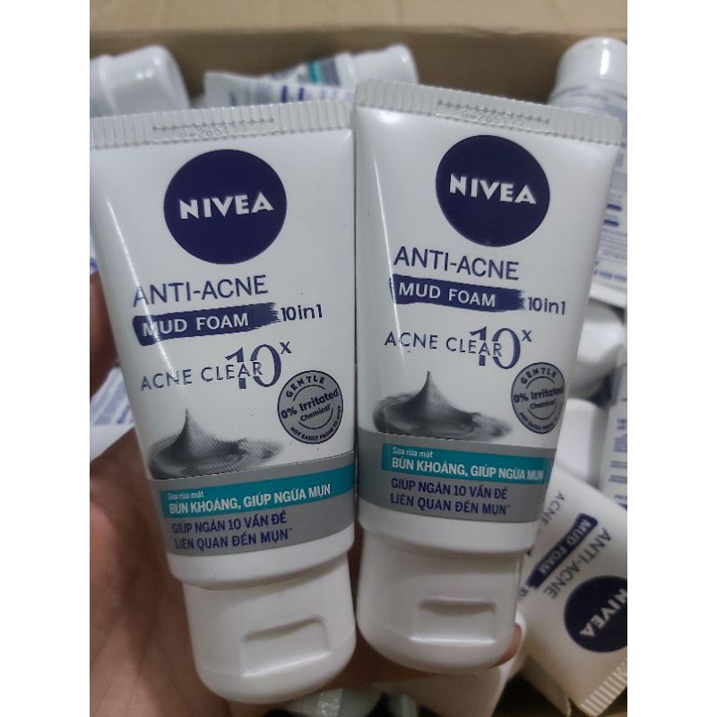 (50g)Sữa rửa mặt bùn khoáng ngừa mụn Nivea Anti Acne Clear 10X | BigBuy360 - bigbuy360.vn