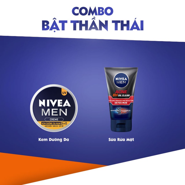 Bộ đôi NIVEA MEN chăm sóc da cho nam, giúp sáng da &amp; kiểm soát nhờn mụn (83940 + 83923)