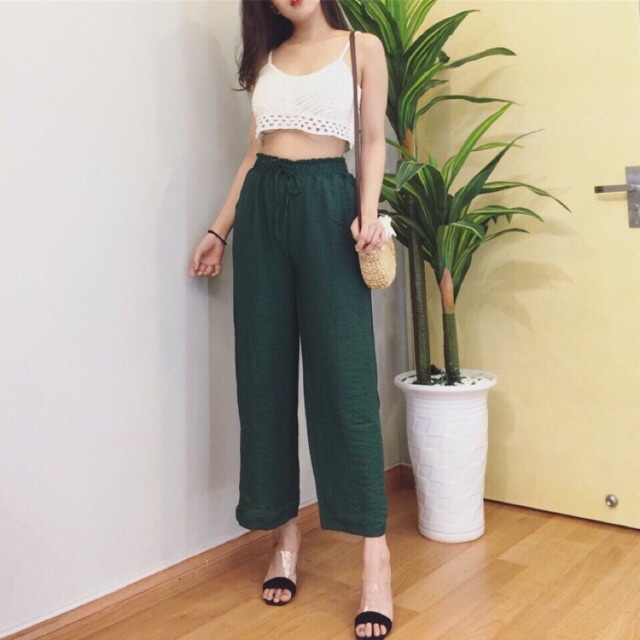 Quần ống rộng vải đũi siêu mát