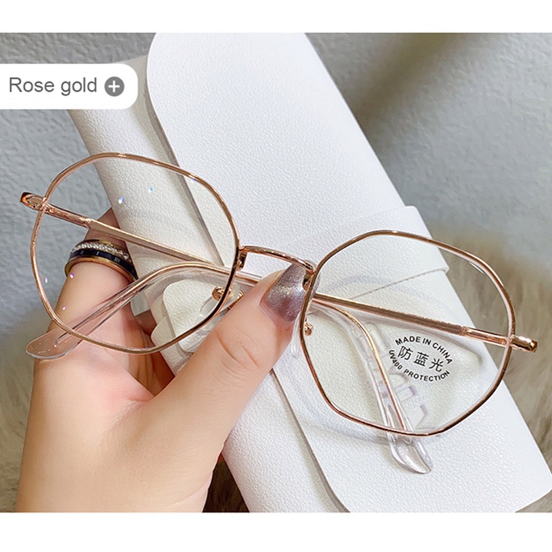 Ygt Kính Mắt Gọng Kim Loại Tròng Đa Giác Chống Ánh Sáng Xanh Thời Trang Thoải Mái Cho Nam Và Nữ