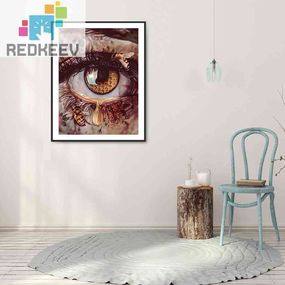 Bộ Tranh Đính Đá 5D Toàn Diện Họa Tiết Đôi Mắt Trừu Tượng Độc Đáo DIY