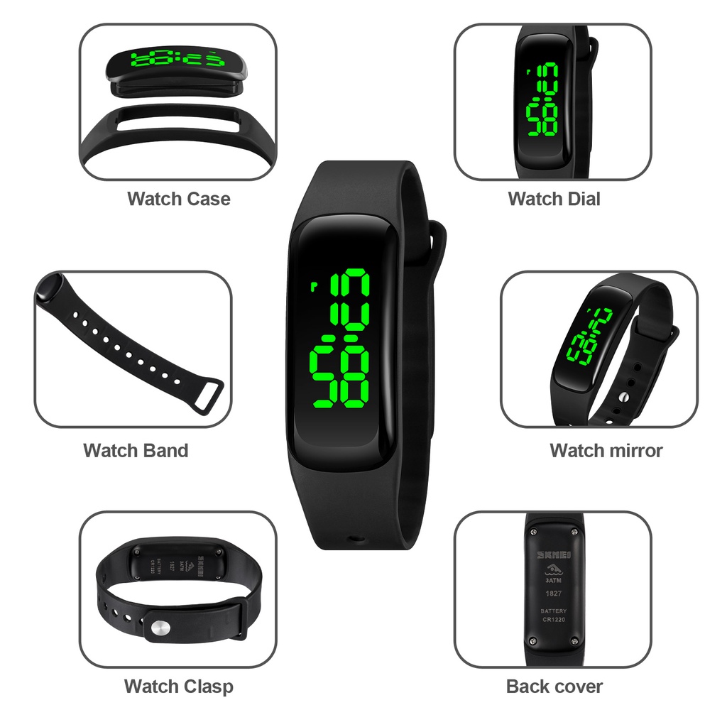 Đồng Hồ Điện Tử Hiển Thị Led SKMEI 1827 Chống Thấm Nước
