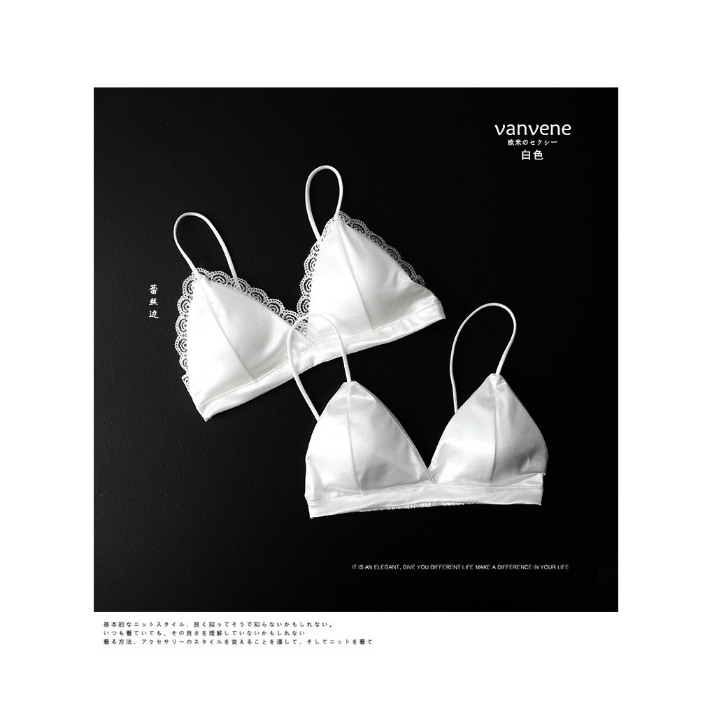 [Mã FAMARAL1 giảm 10K đơn 50K] Áo Bra Lụa Satin Vanvene Đen Trắng Dây Lưng Chun Free Size 45-55Kg A500 | BigBuy360 - bigbuy360.vn