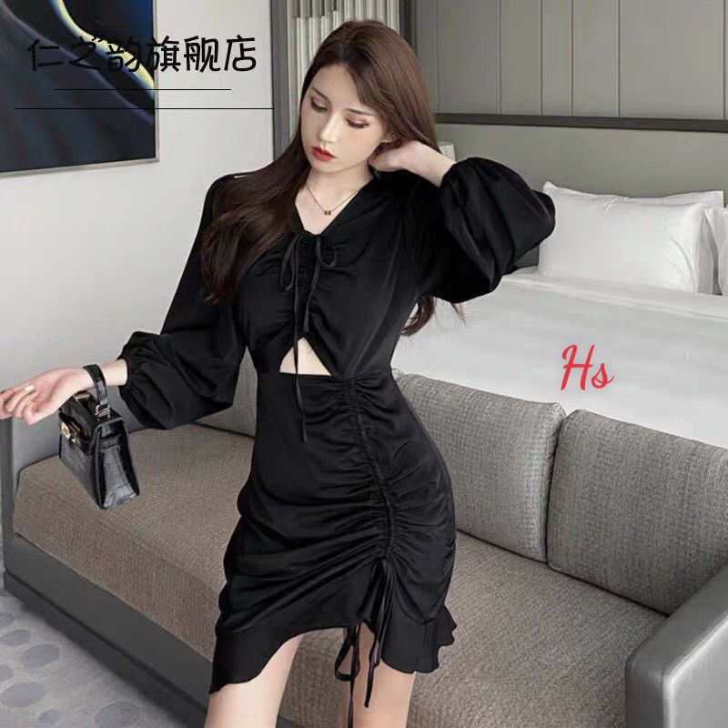 Váy khoét eo rút 1 bên hông ,hàng quảng châu cao cấp - Shop Q&V SP000623