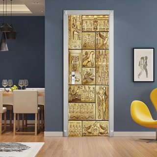 Sticker Dán Tường Họa Tiết Ai Cập Ba Chiều Màu Vàng Kim 77cm * 200cm Có Thể Tháo Gỡ Trang Trí Phòng Khách / Phòng Ngủ