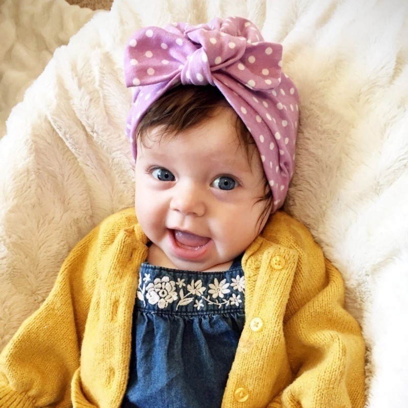 Nón Trùm Đầu Vải Cotton Phối Họa Tiết Chấm Bi Xinh Xắn Cho Bé
