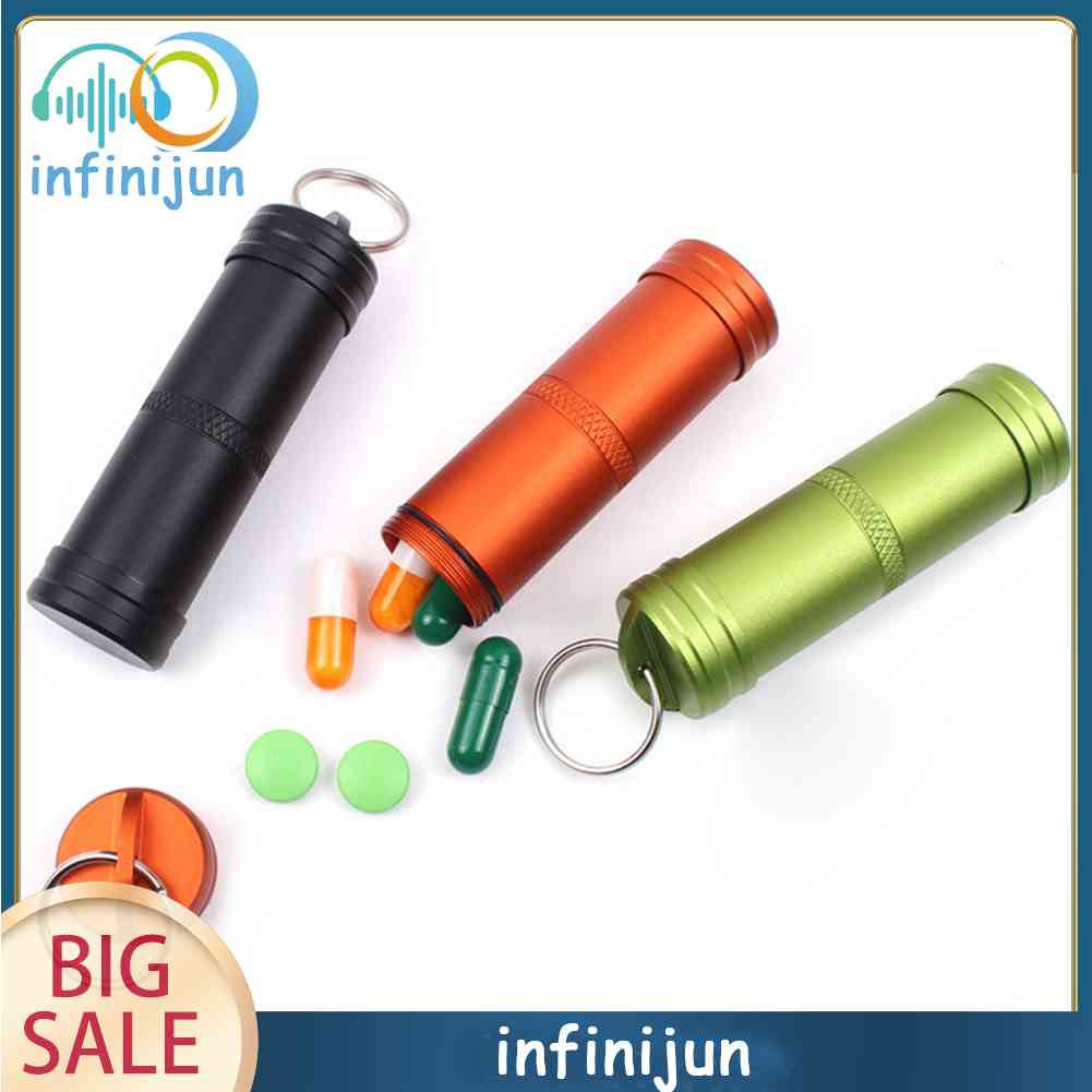 Hộp Đựng Thuốc Chống Thấm Nước Bằng Hợp Kim Nhôm Kèm Móc Khóa Tiện Dụng