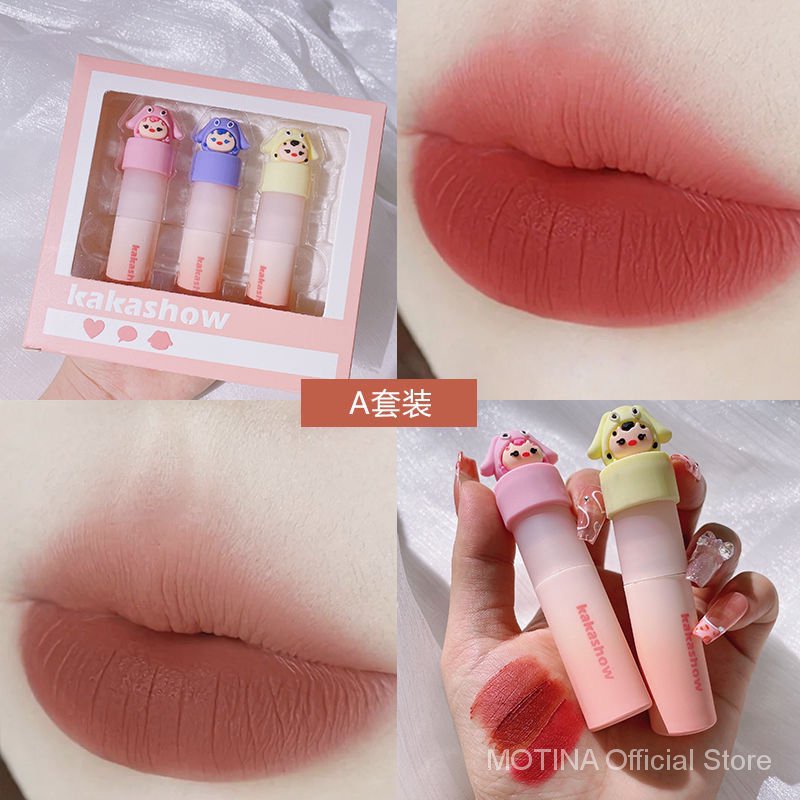 Set 3 son kem lì mịn mượt như nhung không phai màu và không bết dính hoạt hình