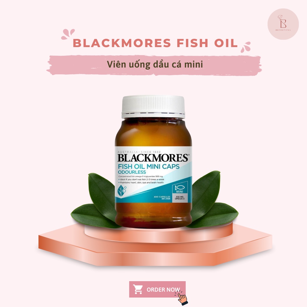 Viên uống dầu cá không mùi Blackmores Odourless Fish oil 1000mg loại viên thường / mini caps viên nhỏ [Hàng Úc đủ bill]
