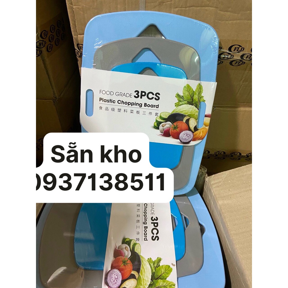 Set 3 thớt nhựa kháng khuẩn Teens sắc màu cao cấp tiện lợi