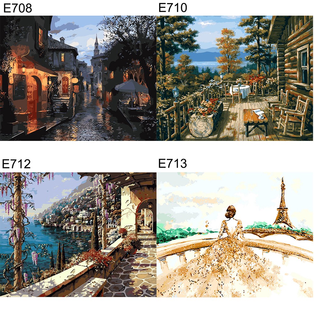 Bộ Tranh Sơn Dầu Diy Hình Phong Cảnh Nhiều Màu Sắc | BigBuy360 - bigbuy360.vn