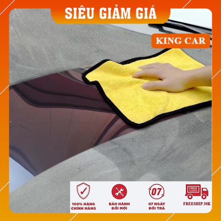 Khăn lau rửa xe 2 lớp, khăn lau đa năng Microfiber siêu thấm vệ sinh ô tô, xe máy- Shop KingCar