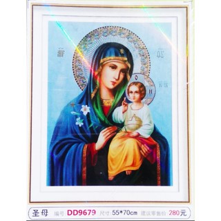 Tranh Đính Đá ABC 3D ĐỨC MẸ HẰNG CỨU GIÚP D9679 (KHÁCH TỰ ĐÍNH) KT:55X70CM