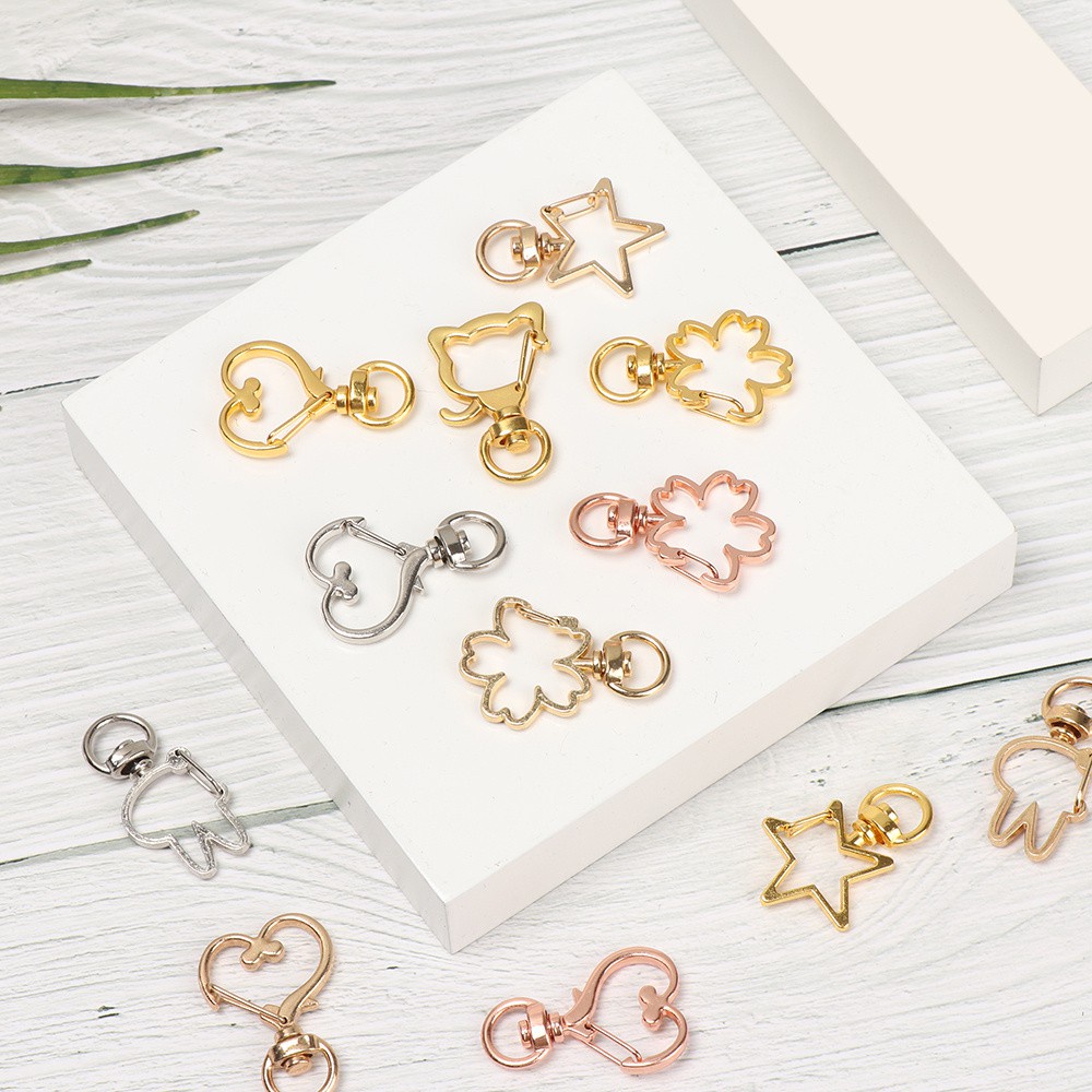 Set 5 móc khóa tôm hùm bằng kim loại dùng làm vòng cổ/móc khóa DIY mới