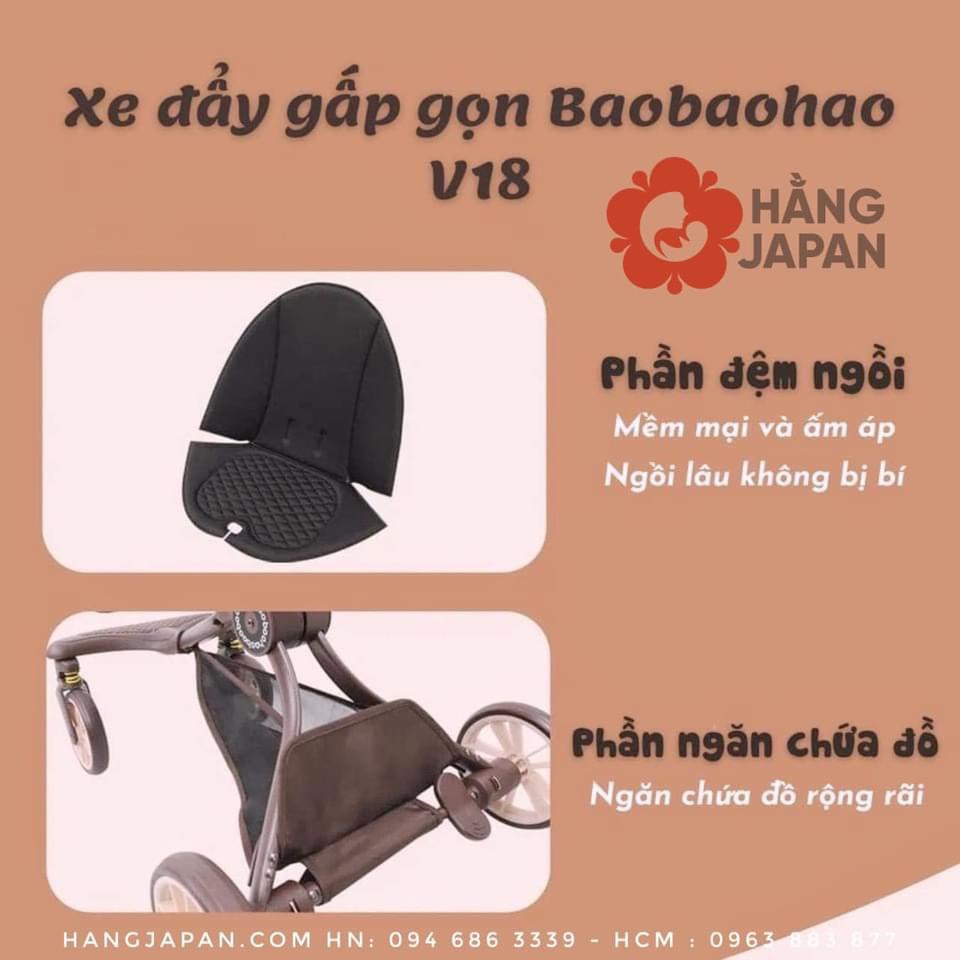 Xe đẩy BAOBAOHAO V18 xoay chiều gấp gọn cho bé bảo hàng chính hãng 1 năm
