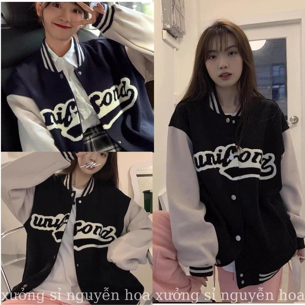 Áo bomber nỉ khoác in chữ UNI form dáng rộng unisex nam nữ mặc được phong cách hàn quốc bao ngầu Xưởng Sỉ Nguyễn Hoa