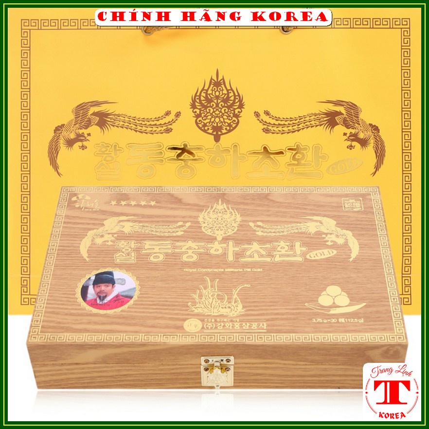 Đông trùng hạ thảo hộp gỗ 30 viên chính hãng - Khóa rùa xịn - Tăng đề kháng, sức khỏe, bổ thận tráng dương- tranglinh