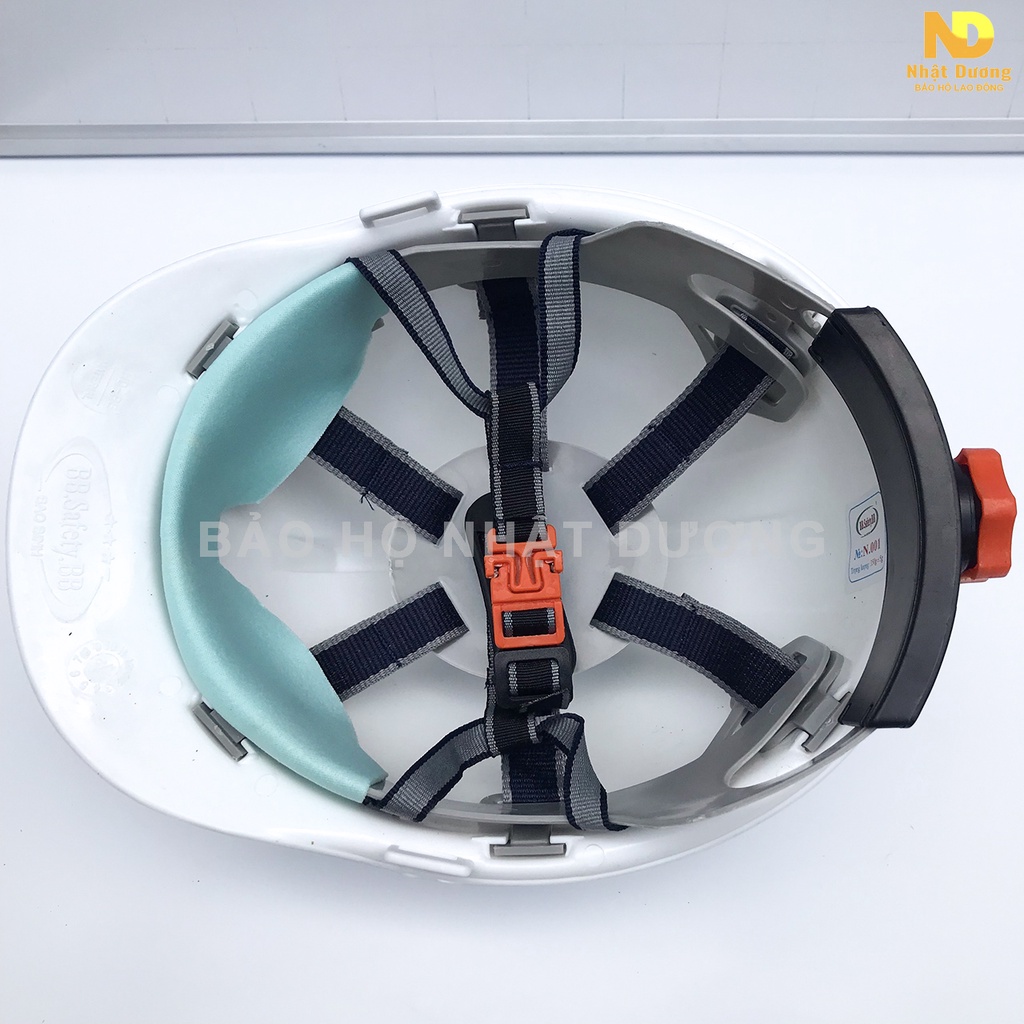 Mũ bảo hộ lao động khóa vặn màu trắng 001, Nón bảo hiểm bảo vệ đầu khi lao động Nhật Dương