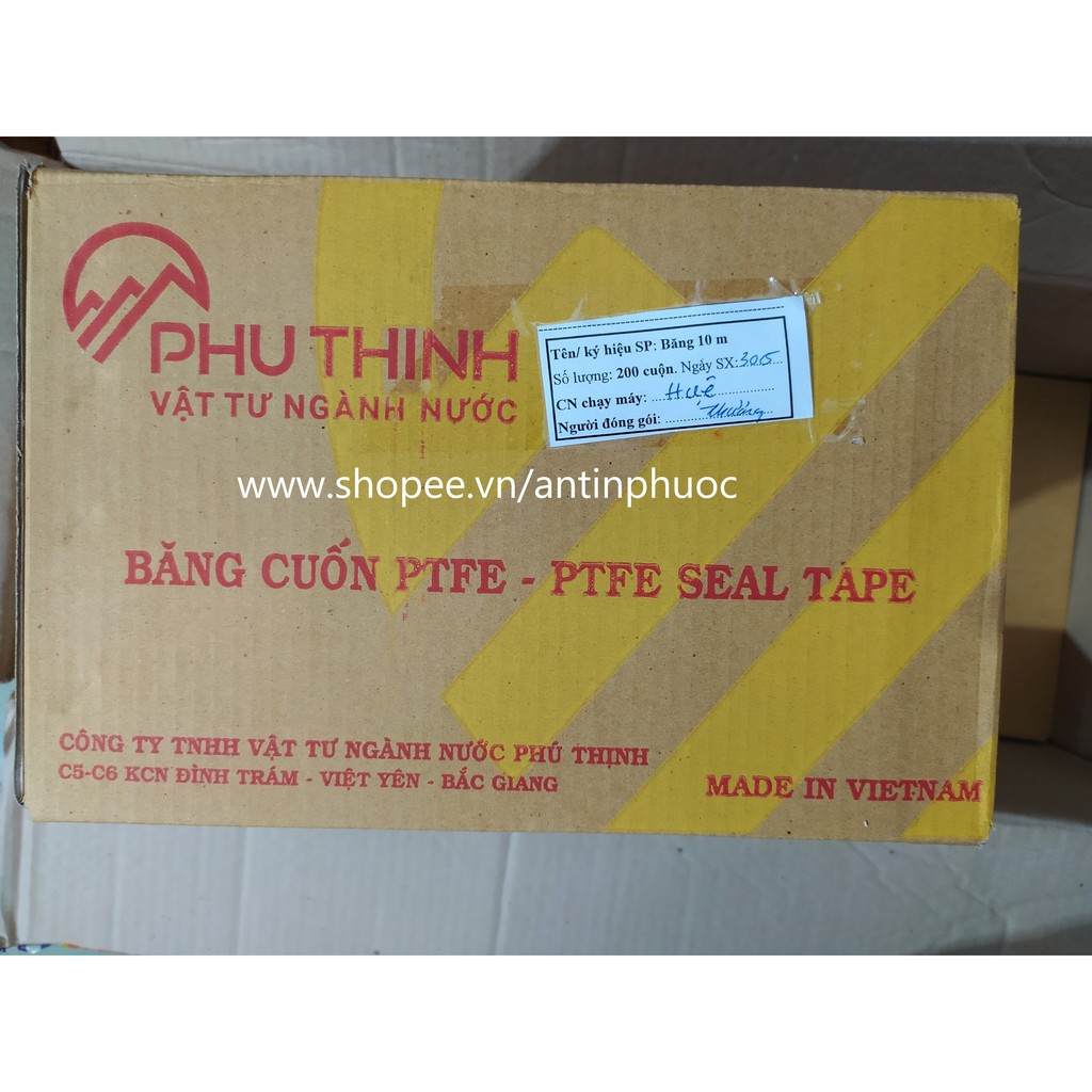 Băng keo lụa - Băng tan - Cao su non quấn ống nước - keo non - Fusheng PTFE seal tape  - Hộp 200 cuộn