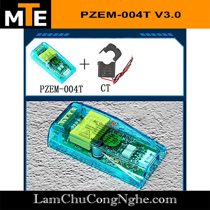 Công tơ điện tử đa năng PZEM-004T AC 220V 100A giao tiếp UART Đo điện áp, dòng điện, công suất thiết bị