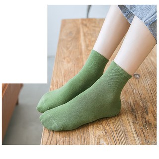[Vớ Nữ Cổ Ngắn] Tất Nữ Cotton Basic Trơn Full Màu