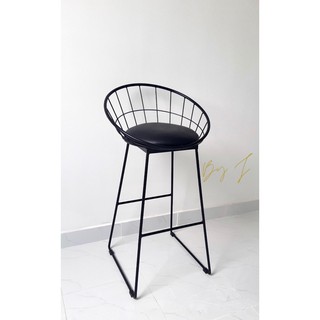 Ghế quầy bar cao 75cm chân sắt sơn màu đen