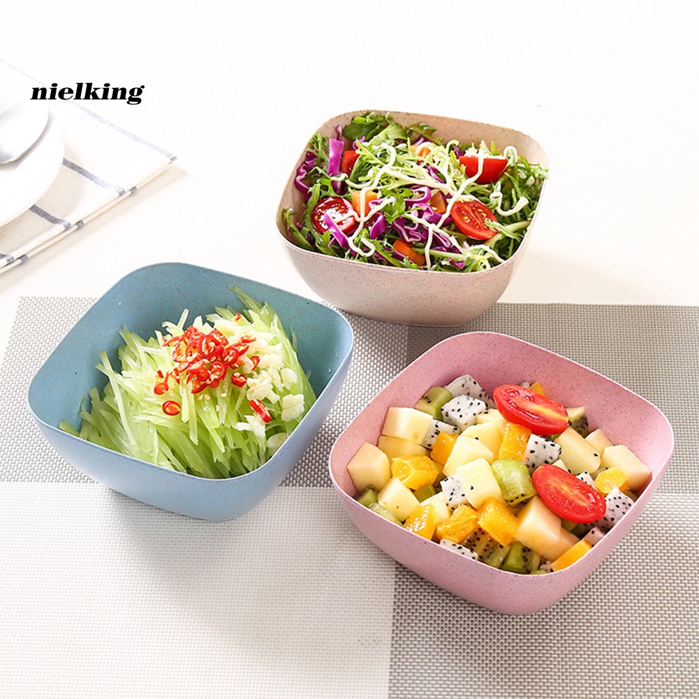 Tô vuông đựng salad rau củ/trái cây khô/đồ ăn vặt bằng chất liệu rơm lúa mì