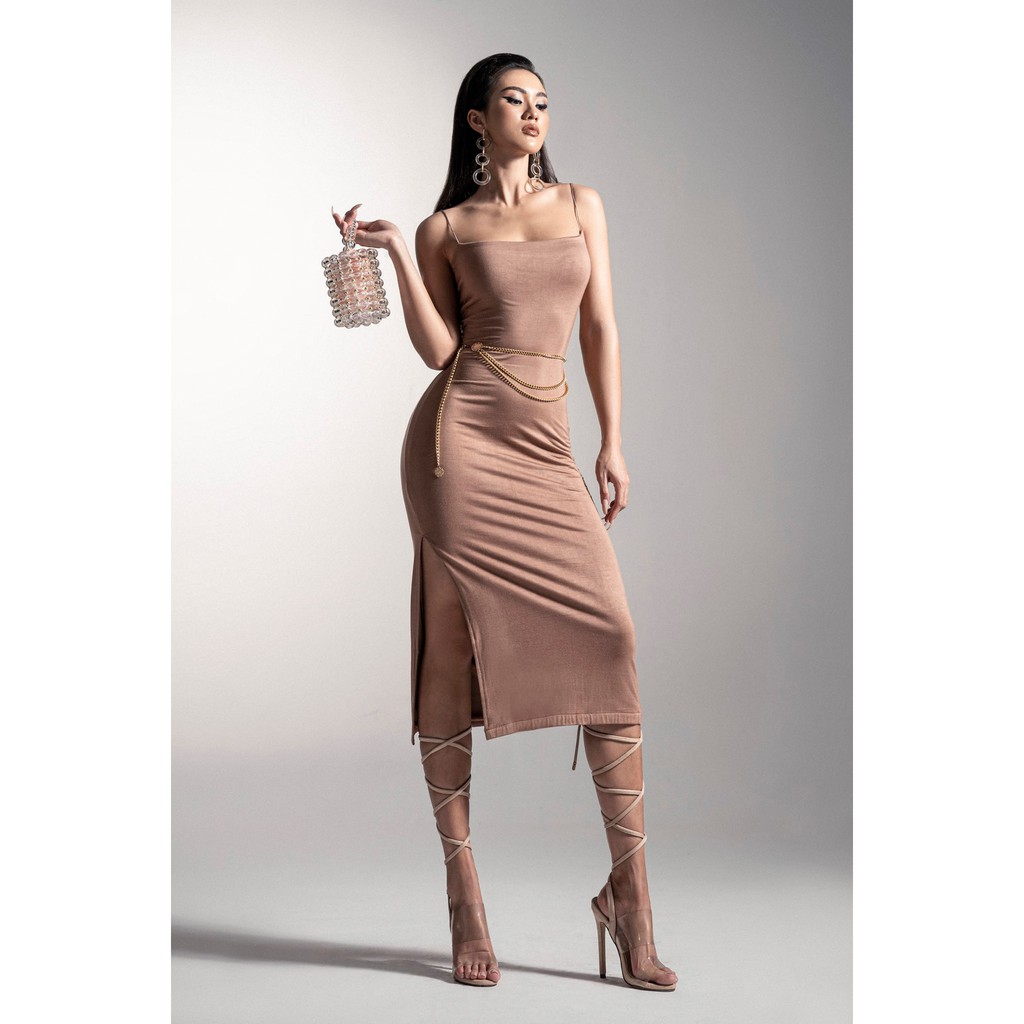 Váy Hai Dây Dài BUSY Thun Dẻo Hai Lớp Co Giãn Xẻ Vạt VHDD | BigBuy360 - bigbuy360.vn