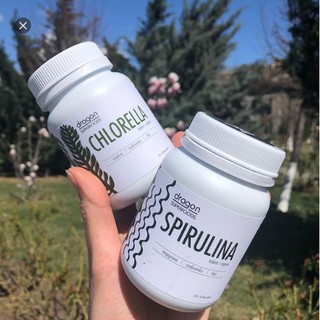 Tảo xoắn Spirulina/tảo lục Chlorella hữu cơ Dragon Superfoods dạng viên 200v
