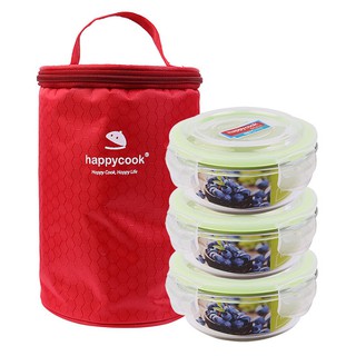 Bộ 3 hộp thủy tinh kèm túi giữ nhiệt 400ml happy cook glass jcg-03r