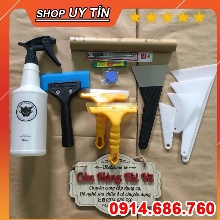 Bộ dán phim cách nhiệt, đồ nghề dán phim, decal xe ô tô HÀNG XỊN 13 chi tiết