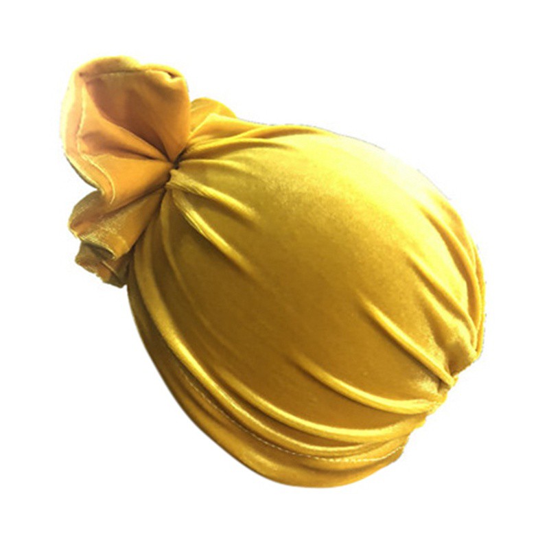 Mũ trùm đầu bằng nhung phối nơ xinh xắn cho bé