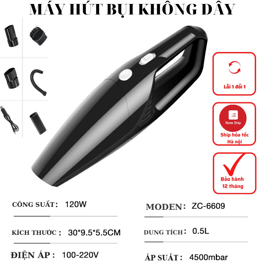 Máy hút bụi ô tô không dây công suất 120W