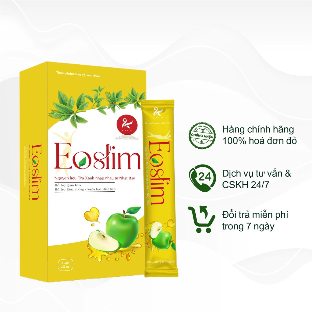 Thực phẩm chức năng hỗ trợ giảm mỡ bụng hiệu quả ngay tại nhà Siro Eoslim K WHITE 20gói