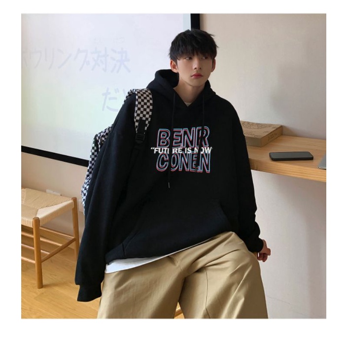 Áo hoodie, Áo nỉ cotton nam nữ in chữ BENR CONEN phom rộng phong cách Ulzzang | BigBuy360 - bigbuy360.vn