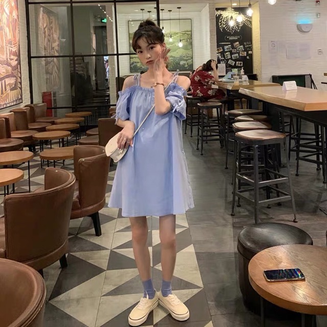 Đầm babydoll bẹt vai- đầm nhập Quảng Châu