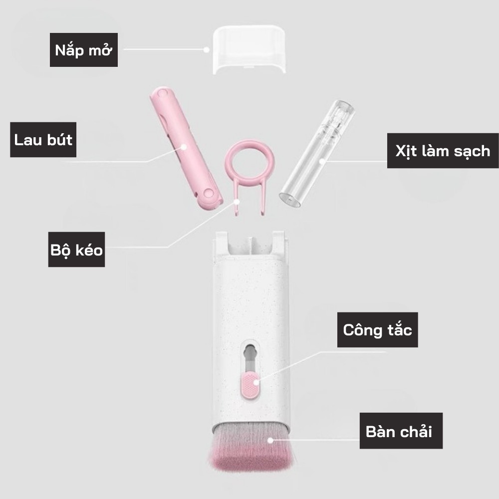 Bộ Dụng Cụ Vệ Sinh Tai Nghe Bàn Phím Máy Tính Đa Năng 7 IN 1 Tiện Lợi Nhỏ Gọn Dễ Dàng Đem Theo - Bản Đặc Biệt
