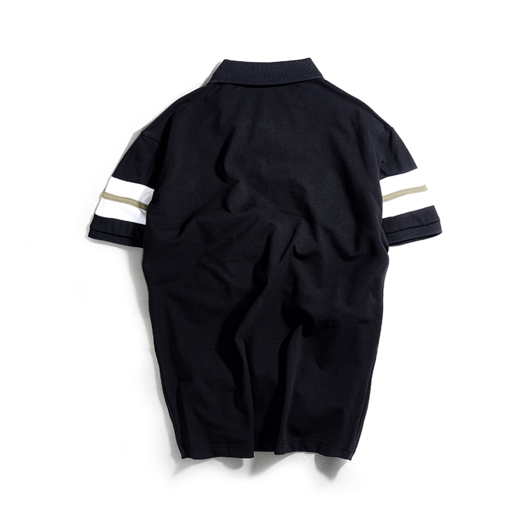 Áo thun polo nam đen có cổ đẹp MATANO - Áo phông polo nam cổ trụ bẻ, vải cá sấu cotton cao cấp, phối màu kẻ ngang 024 | BigBuy360 - bigbuy360.vn